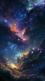 Turbulent multicolored nebular vortices in deep interstellar void.