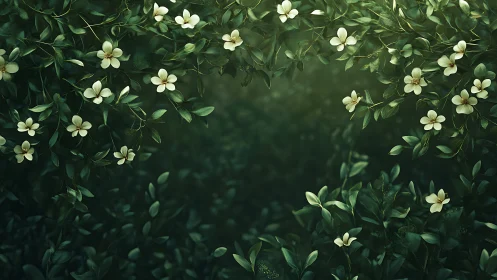 Cream Blossoms Choreograph a Verdant Symphony