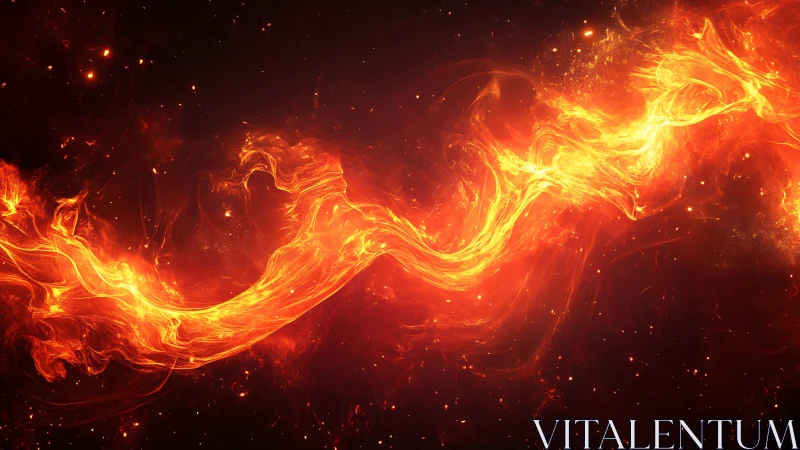 Abstract Fire and Flame Energy Wave on Dark Background