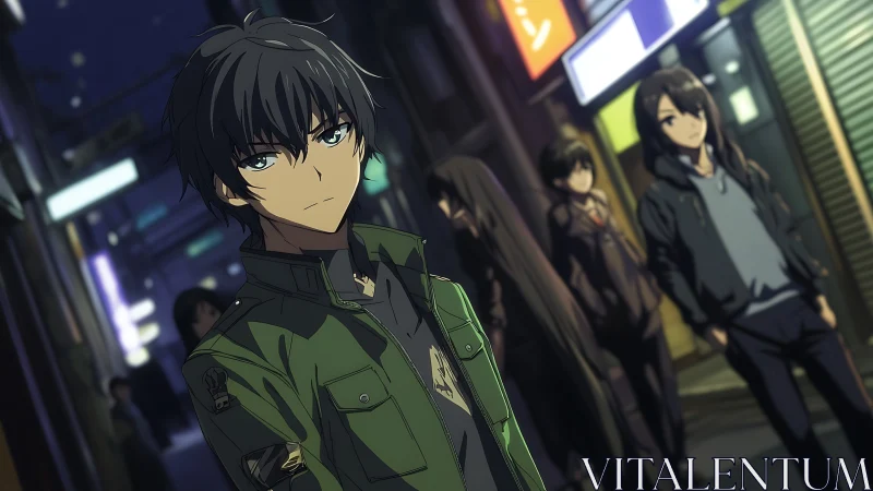 Midnight alley drifter with quiet resolve and neon doubts.