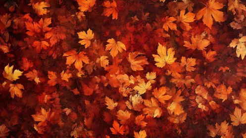 Autumn maple foliage rendered in dense, high-contrast digital painting