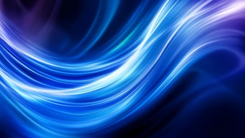 Flowing blue light waves create a calm, futuristic rhythm