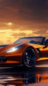 Sunset-forged roadster leans into the glow of stormlight
