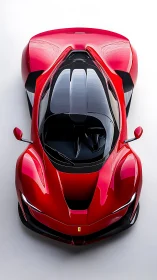 Sleek red supercar glows under soft studio lighting.