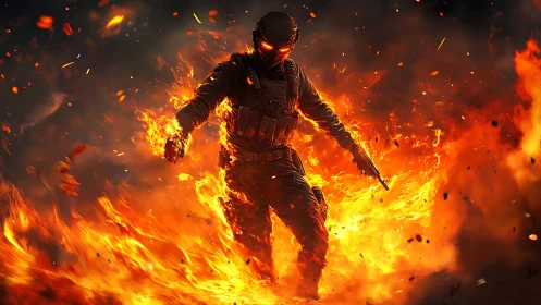 Inferno Operator: Tactical Figure Engulfed in Flames.