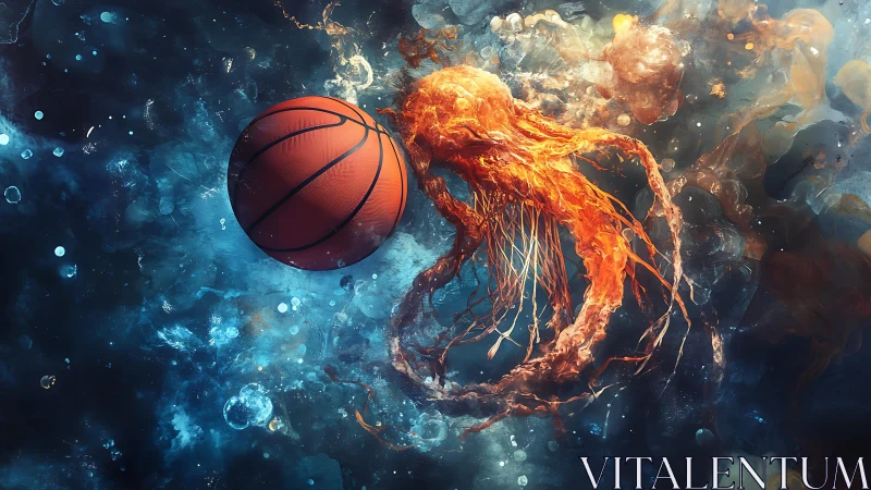 Basketball and bioluminescent jellyfish collide in turbulent aquatic space