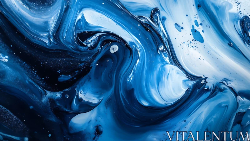 Ocean swirl daydream in deep midnight and bright sky blues.