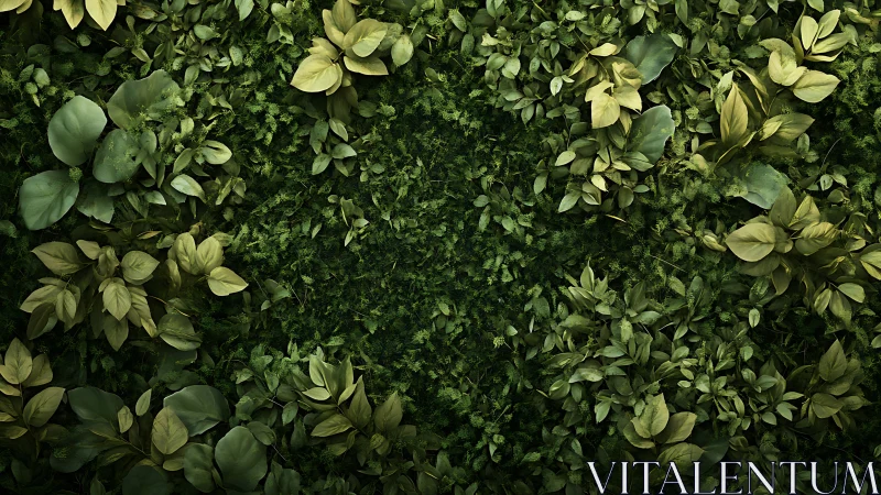 Dense botanical canopy forms textured emerald foliage field