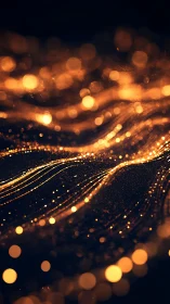 Golden light trails drift across a softly glowing field.