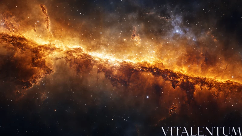 Fiery galactic nebula ridge burns through deep star field