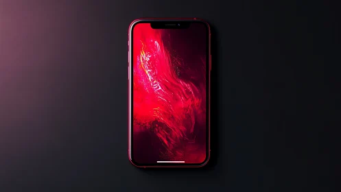 Red iPhone Display with Fluid Abstract Motion Wallpaper