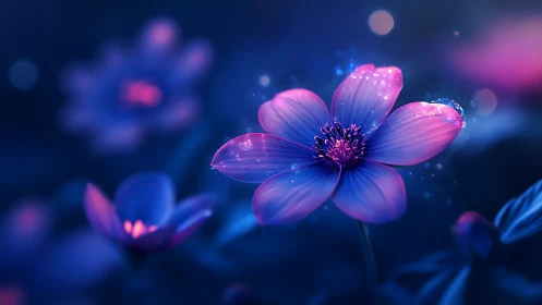 Neon Whispers Dance Through Twilight Petals