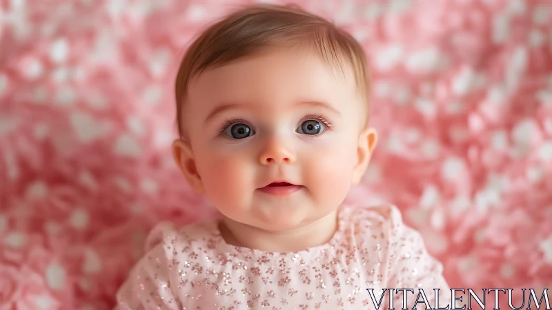 Infant Portrait with Rose-Tinted Bokeh Background Analysis.