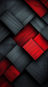 Crimson and charcoal panels woven into a bold rhythm.