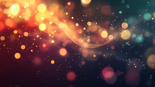 Ribbon of stardust lights drifting through bokeh night.