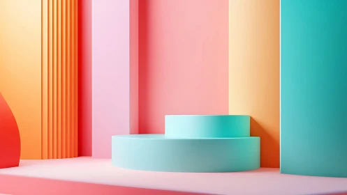 Soft pastel podium landscape for playful modern moments.