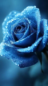 Blue Rose with Water Droplets