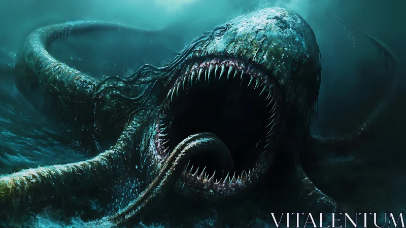 Digital painting of abyssal sea leviathan with gaping maw detail.