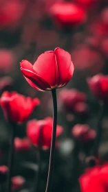 Red tulip photographed with shallow depth of field focus