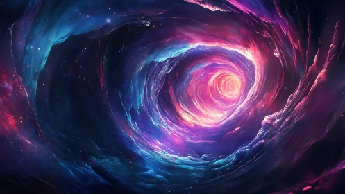 Nebula whirlpool gateway swirling toward a cosmic heartbeat.