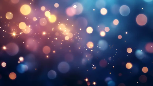 Soft Glowing Bokeh Lights on a Blue and Purple Abstract Background.