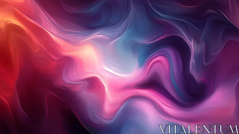 Abstract fluid gradient with swirling pink and blue forms.