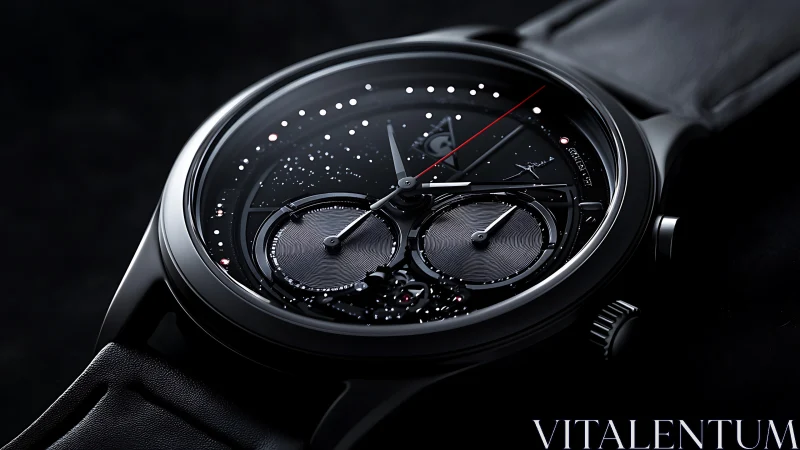 Midnight stargazer watch with cosmic dial and quiet drama.