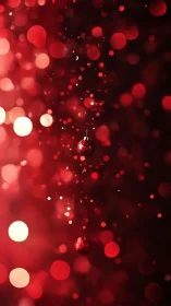 Red holiday ornament with defocused circular light bokeh.