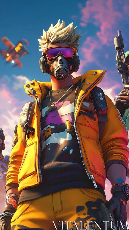 Masked street fighter in bright yellow tactical gear.