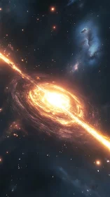 Galactic accretion disk with luminous relativistic energy jet.
