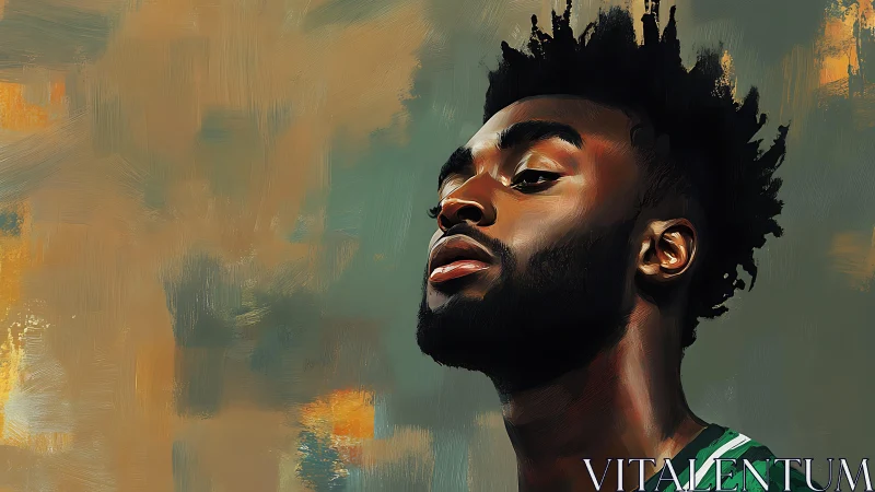 Digital portrait of confident man against abstract backdrop