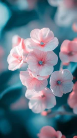 Delicate Pink Petals Against Teal Dreams.