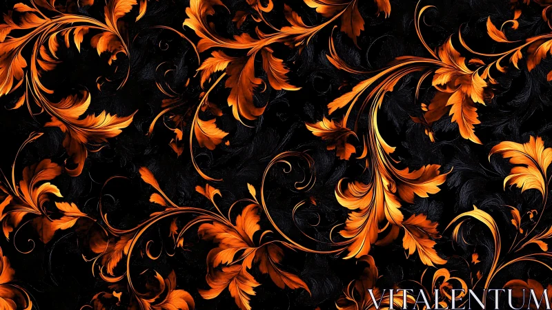 Ember-tipped foliage whirls across midnight velvet space