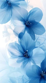 Four Blue Flowers With Translucent Petals Arranged Vertically
