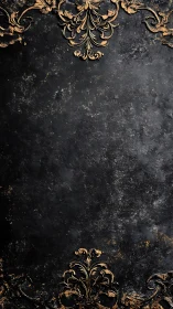 Baroque gold ornament frames textured black background elegantly