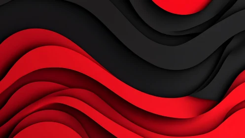 Bold Red and Black Abstract 3D Paper Cut Waves Background.