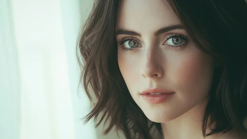 Soft light portrait of young woman with direct gaze.