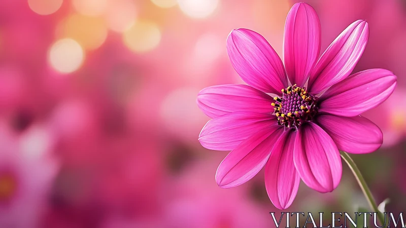 Magenta Cosmos Flower with Bokeh Background Detail Analysis