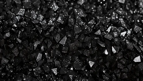 Black crystal fragments form dense glittering surface