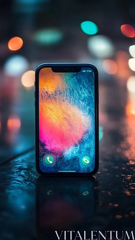 Neon Nocturne: A Smartphone's Luminous Dance with Urban Bokeh.