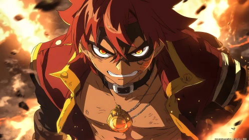 Fire-eyed renegade strides through explosions with feral focus