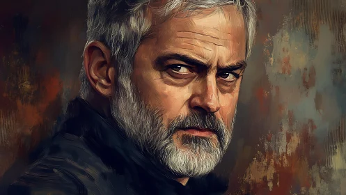 Middle-aged bearded man rendered in textured digital portrait