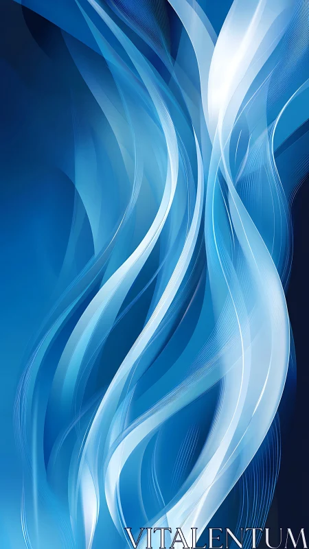 Curved translucent blue light bands on gradient background.