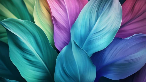 Gentle rainbow leaves unfold in soothing, dreamlike color