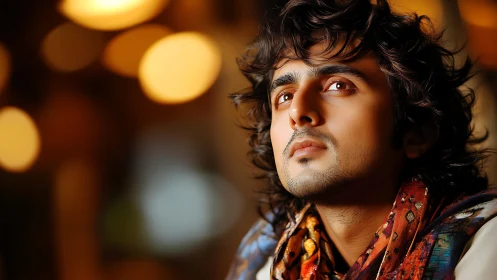 Soft city bokeh cradles a wistful dreamer in warm light