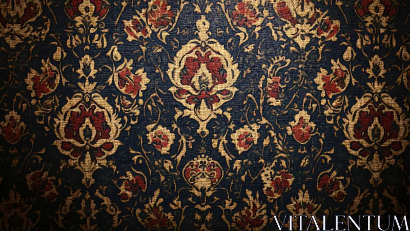 Ornate damask textile pattern reveals rich baroque floral symmetry
