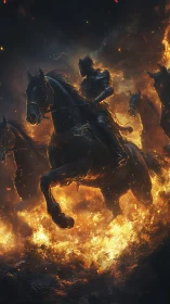 Dark Knight Rider Emerges Through Inferno Flames