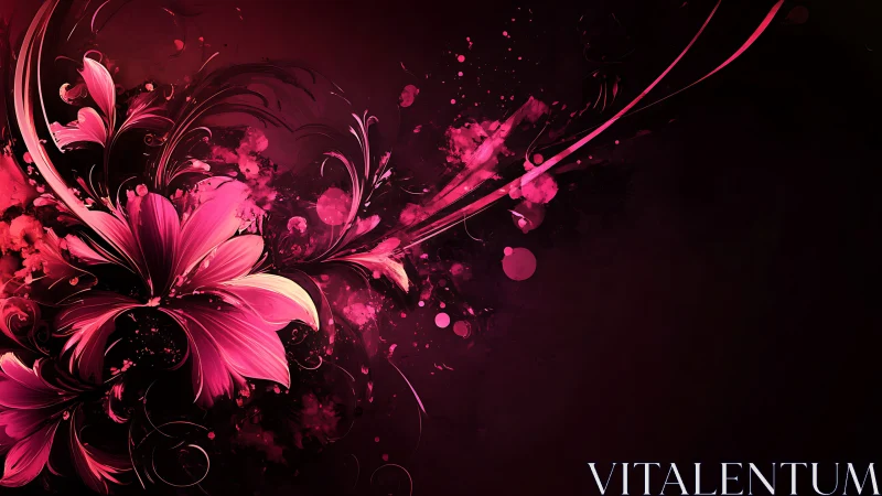 Neon Pink Floral Explosion Against Darkness