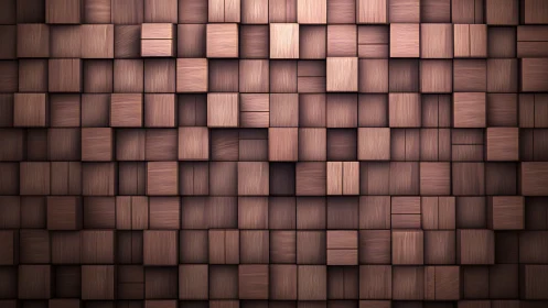 3D wooden cube tessellation with staggered relief and soft lighting