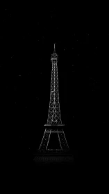 Starlit Eiffel silhouette quietly glowing in the night sky.
